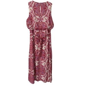 Chico's Summer Shine Maxi Dress Red Purple Paisley Metallic Lurex Size 2/ US 12